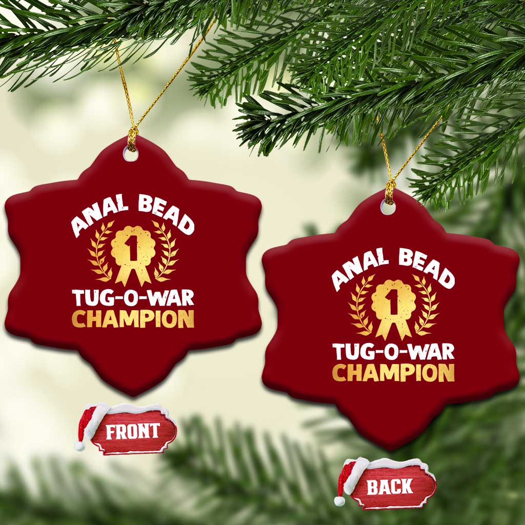 Anal Bead Tug O War Champion Funny Offensive Ceramic Ornament Inappropriate Adult Humor Gold - Wonder Print Shop