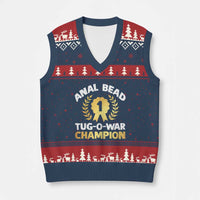 Anal Bead Tug O War Champion Funny Offensive V-Neck Knit Sweater Vest Inappropriate Adult Humor Gold - Wonder Print Shop
