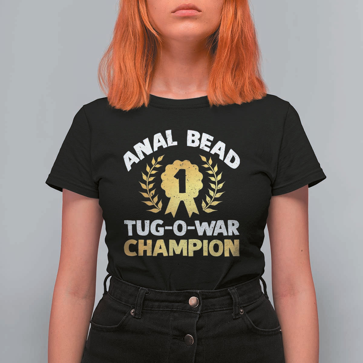 Anal Bead Tug O War Champion Funny Offensive T Shirt For Women Inappropriate Adult Humor Gold - Wonder Print Shop