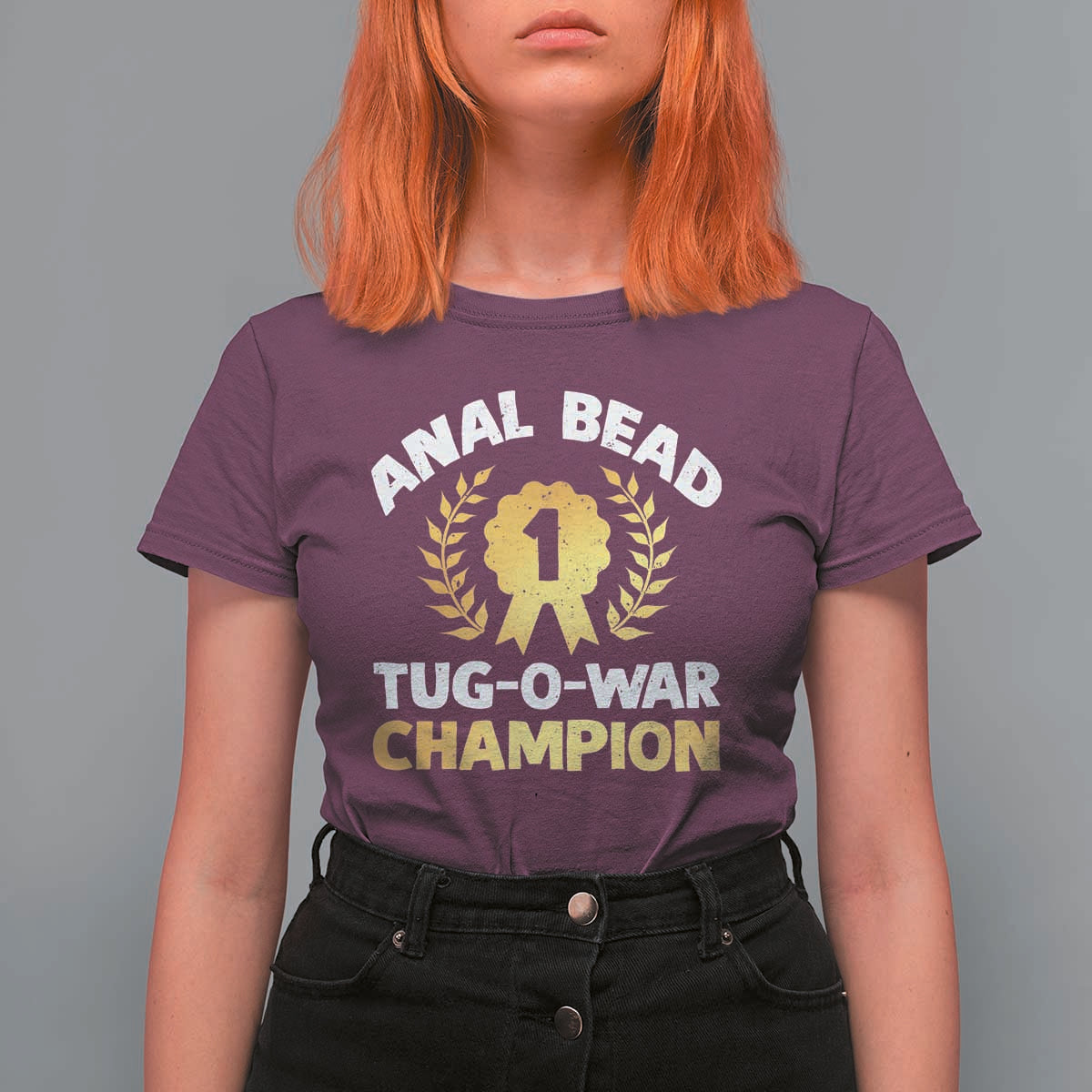 Anal Bead Tug O War Champion Funny Offensive T Shirt For Women Inappropriate Adult Humor Gold - Wonder Print Shop