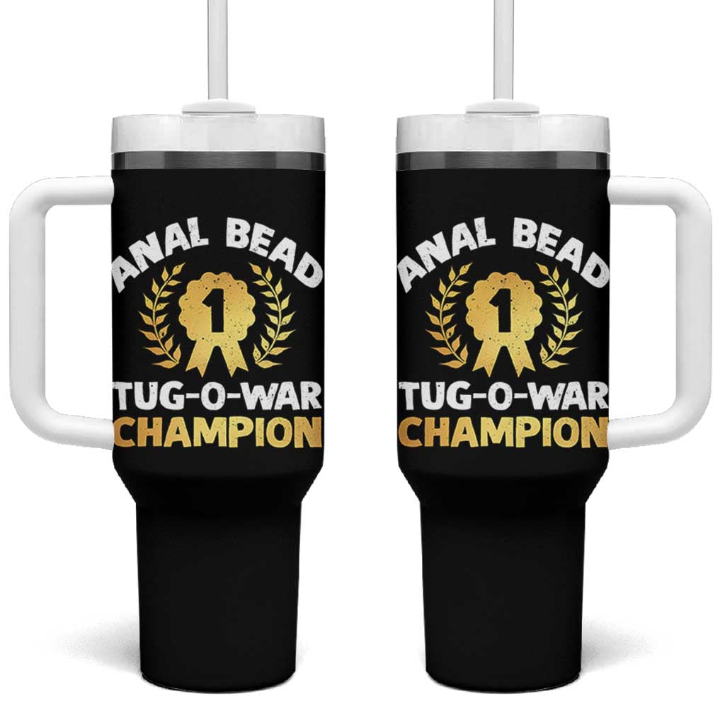 Anal Bead Tug O War Champion Funny Offensive Tumbler With Handle Inappropriate Adult Humor Gold - Wonder Print Shop