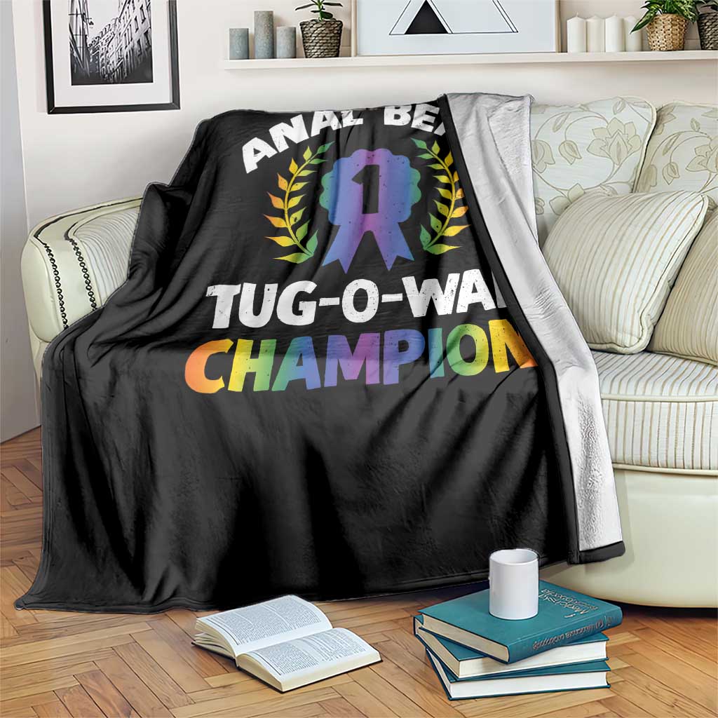 Anal Bead Tug O War Champion Funny Offensive Throw Blanket Inappropriate Adult Humor Rainbow - Wonder Print Shop