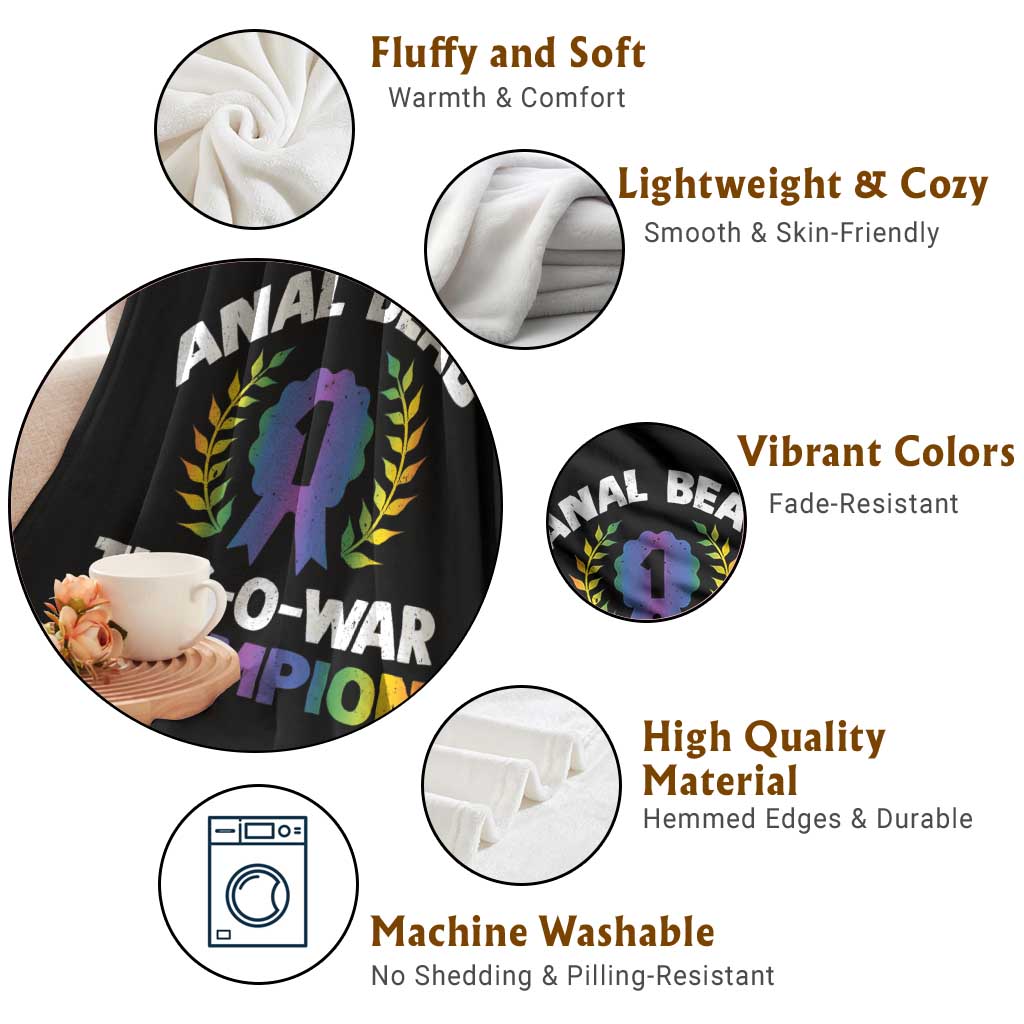 Anal Bead Tug O War Champion Funny Offensive Throw Blanket Inappropriate Adult Humor Rainbow - Wonder Print Shop