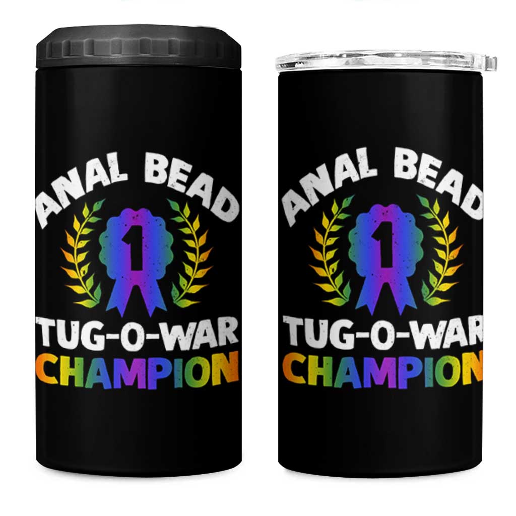 Anal Bead Tug O War Champion Funny Offensive 4 in 1 Can Cooler Tumbler Inappropriate Adult Humor Rainbow - Wonder Print Shop