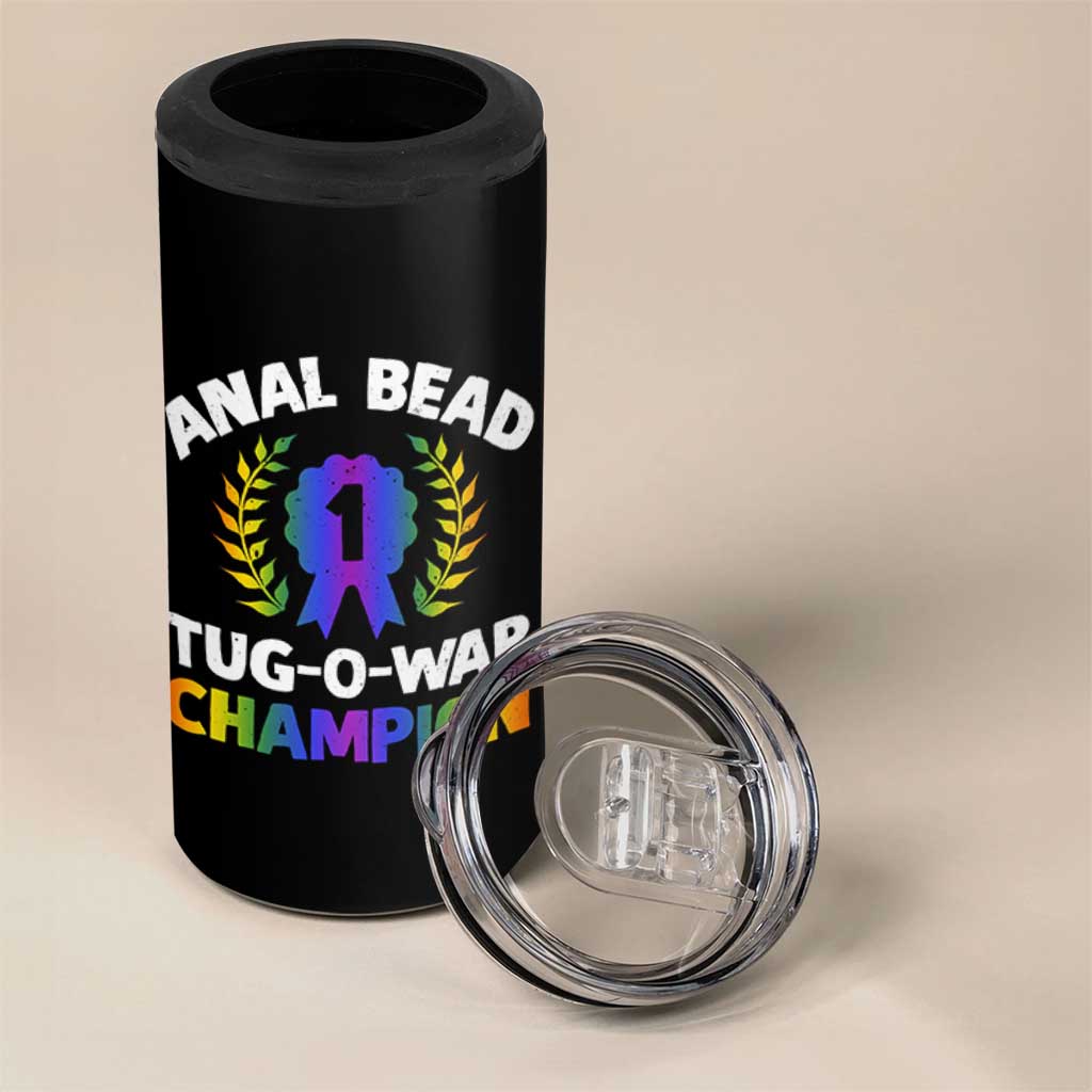 Anal Bead Tug O War Champion Funny Offensive 4 in 1 Can Cooler Tumbler Inappropriate Adult Humor Rainbow - Wonder Print Shop