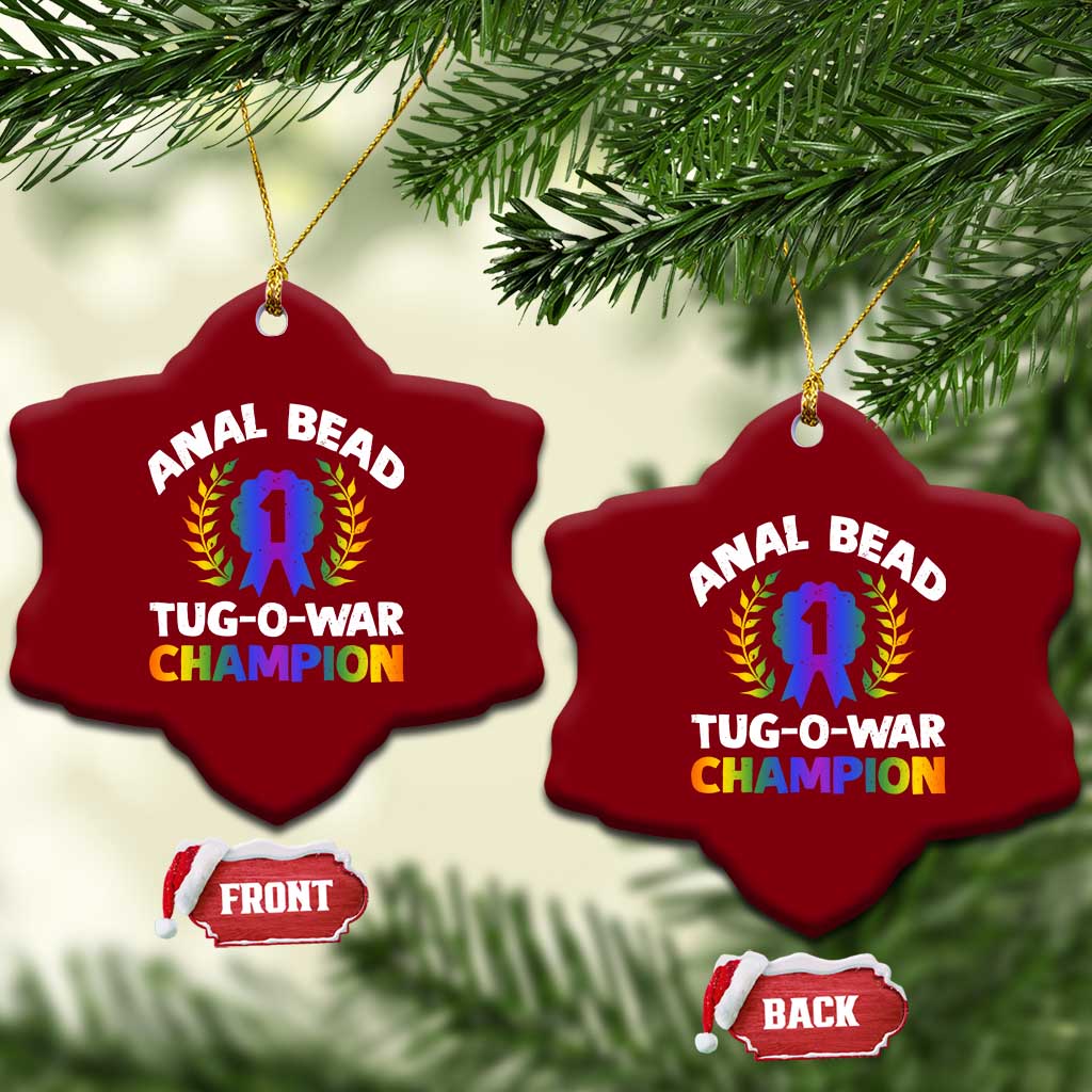 Anal Bead Tug O War Champion Funny Offensive Ceramic Ornament Inappropriate Adult Humor Rainbow - Wonder Print Shop