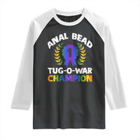 Anal Bead Tug O War Champion Funny Offensive Raglan Shirt Inappropriate Adult Humor Rainbow - Wonder Print Shop