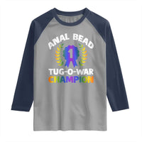 Anal Bead Tug O War Champion Funny Offensive Raglan Shirt Inappropriate Adult Humor Rainbow - Wonder Print Shop