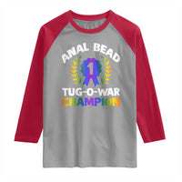 Anal Bead Tug O War Champion Funny Offensive Raglan Shirt Inappropriate Adult Humor Rainbow - Wonder Print Shop