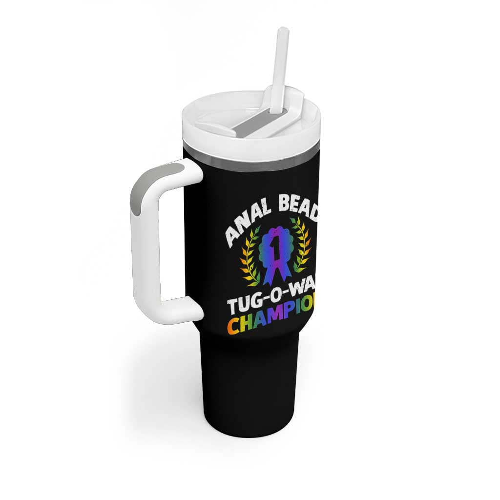 Anal Bead Tug O War Champion Funny Offensive Tumbler With Handle Inappropriate Adult Humor Rainbow - Wonder Print Shop