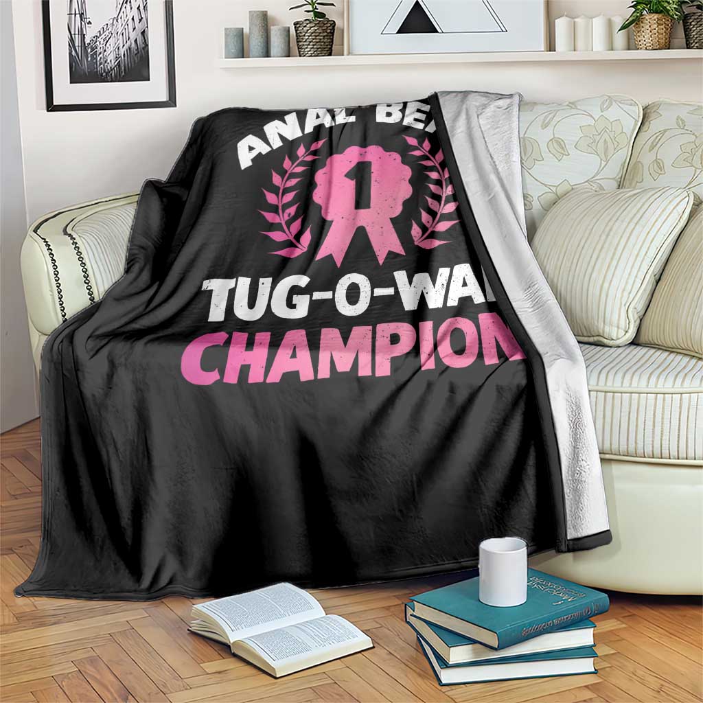 Anal Bead Tug O War Champion Funny Offensive Throw Blanket Inappropriate Adult Humor Pink - Wonder Print Shop