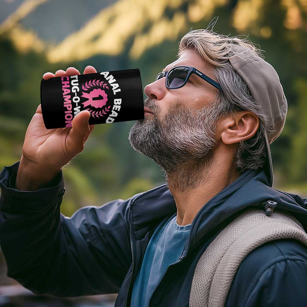 Anal Bead Tug O War Champion Funny Offensive 4 in 1 Can Cooler Tumbler Inappropriate Adult Humor Pink - Wonder Print Shop