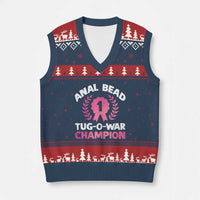 Anal Bead Tug O War Champion Funny Offensive V-Neck Knit Sweater Vest Inappropriate Adult Humor Pink - Wonder Print Shop