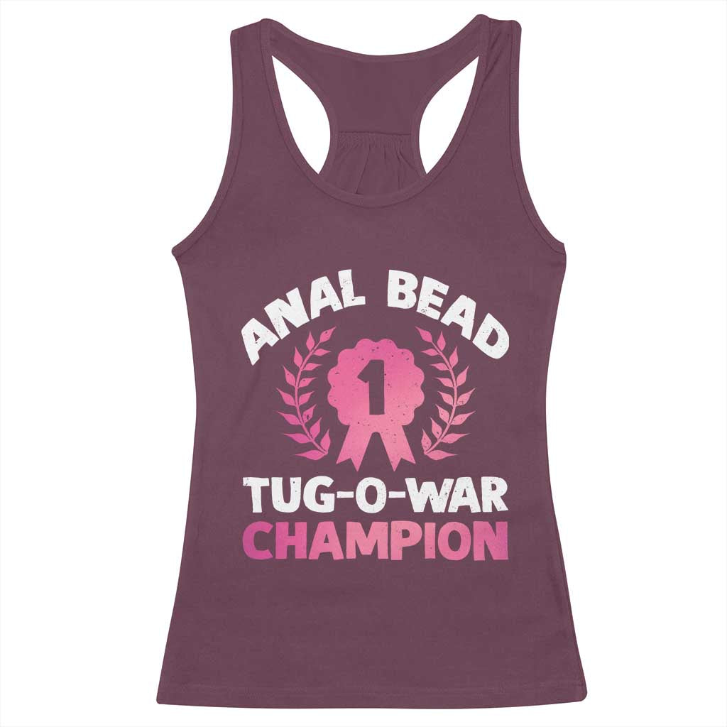 Anal Bead Tug O War Champion Funny Offensive Racerback Tank Top Inappropriate Adult Humor Pink - Wonder Print Shop
