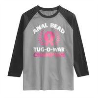 Anal Bead Tug O War Champion Funny Offensive Raglan Shirt Inappropriate Adult Humor Pink - Wonder Print Shop