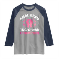 Anal Bead Tug O War Champion Funny Offensive Raglan Shirt Inappropriate Adult Humor Pink - Wonder Print Shop