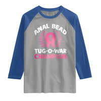 Anal Bead Tug O War Champion Funny Offensive Raglan Shirt Inappropriate Adult Humor Pink - Wonder Print Shop
