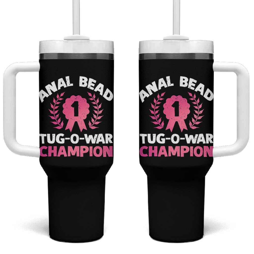 Anal Bead Tug O War Champion Funny Offensive Tumbler With Handle Inappropriate Adult Humor Pink - Wonder Print Shop