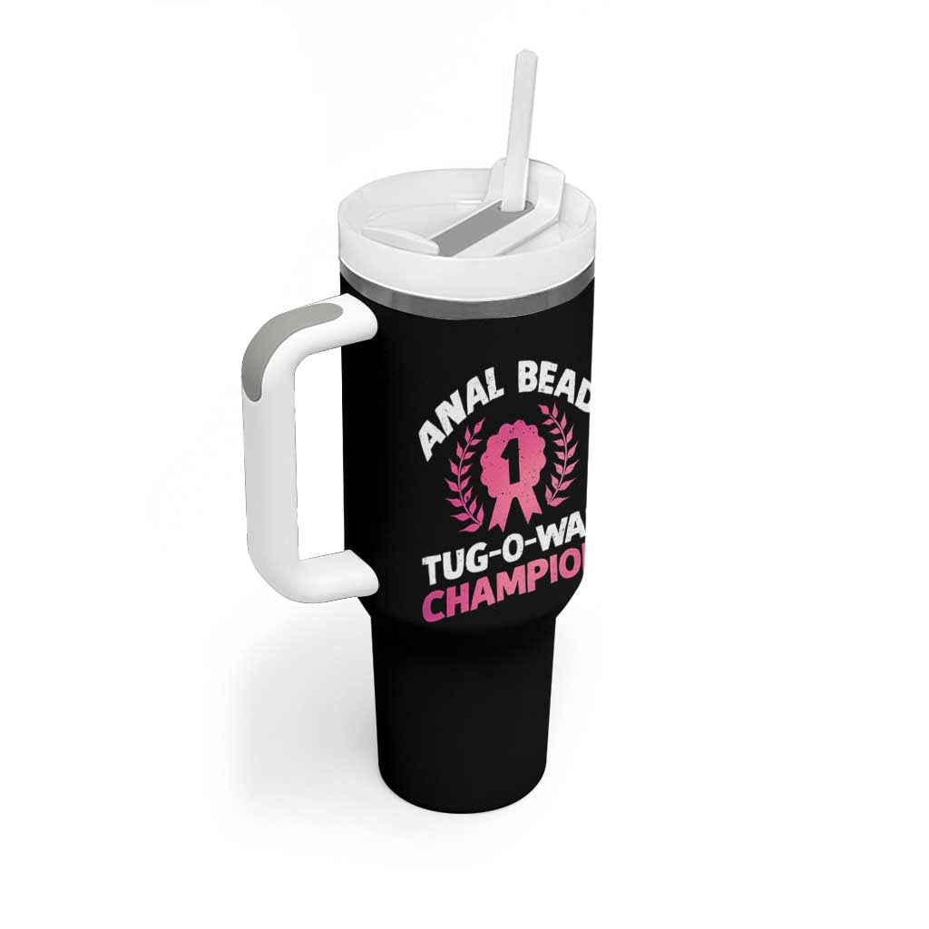 Anal Bead Tug O War Champion Funny Offensive Tumbler With Handle Inappropriate Adult Humor Pink - Wonder Print Shop