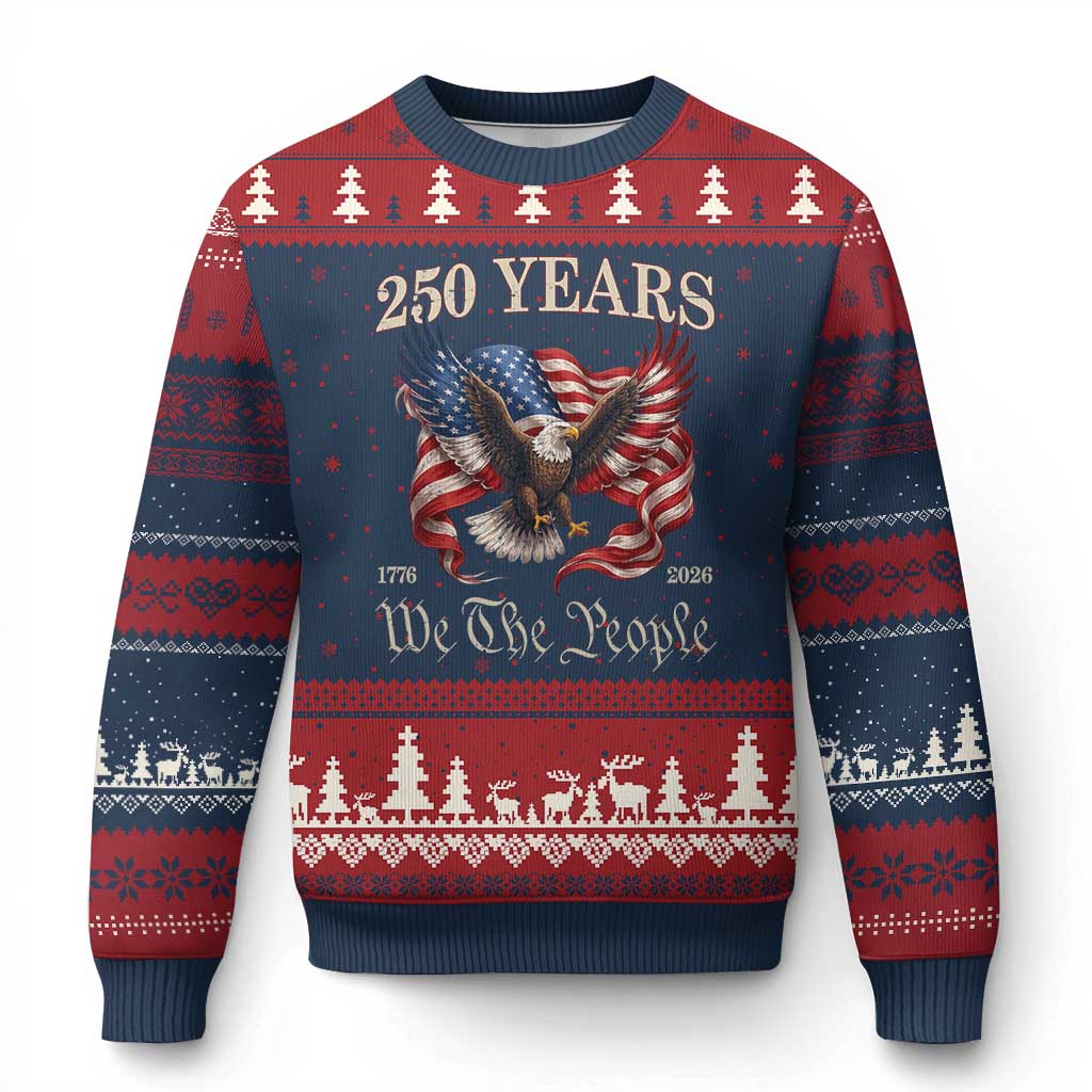 250 Years of Liberty American Semiquincentennial Ugly Christmas Sweater We The People Patriotic Eagle Heritage 1776 2026