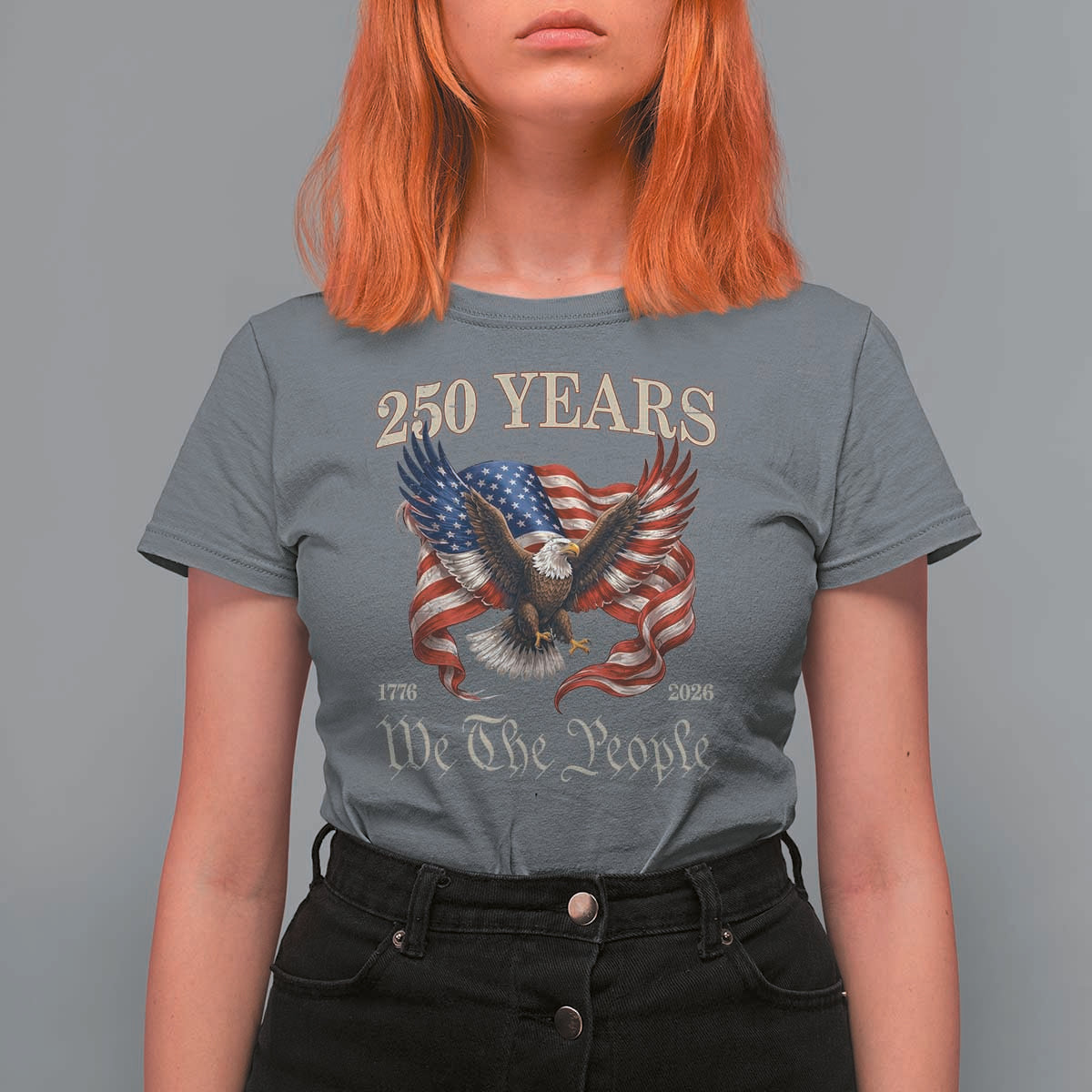 250 Years of Liberty American Semiquincentennial T Shirt For Women We The People Patriotic Eagle Heritage 1776 2026