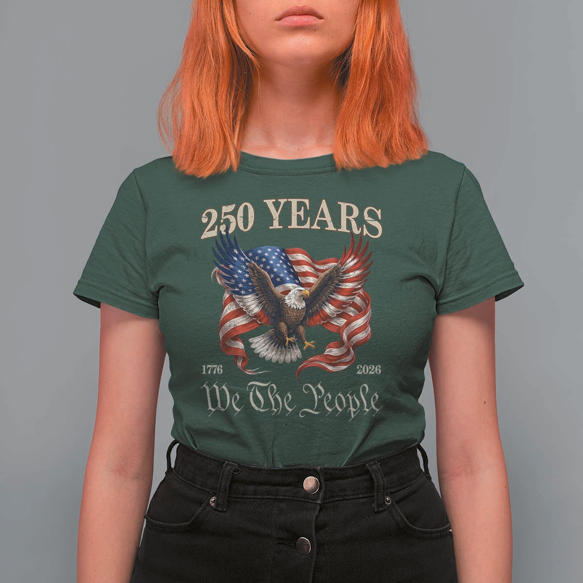 250 Years of Liberty American Semiquincentennial T Shirt For Women We The People Patriotic Eagle Heritage 1776 2026