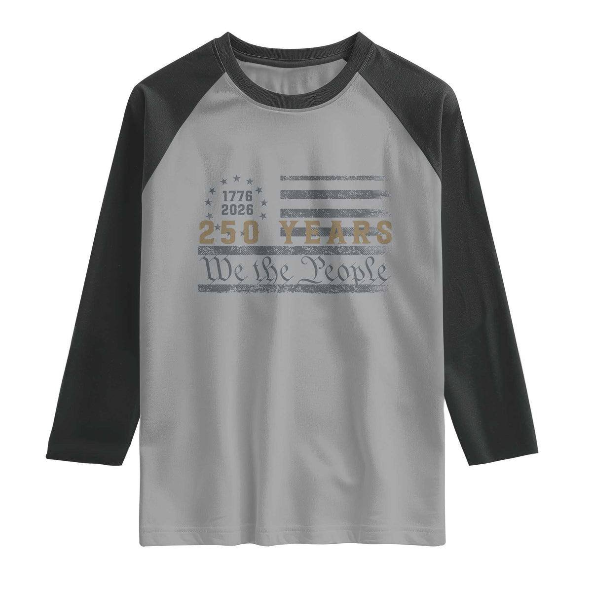 250 Years of Freedom American Flag Vintage Raglan Shirt 1776-2026 We The People Patriotic Heritage