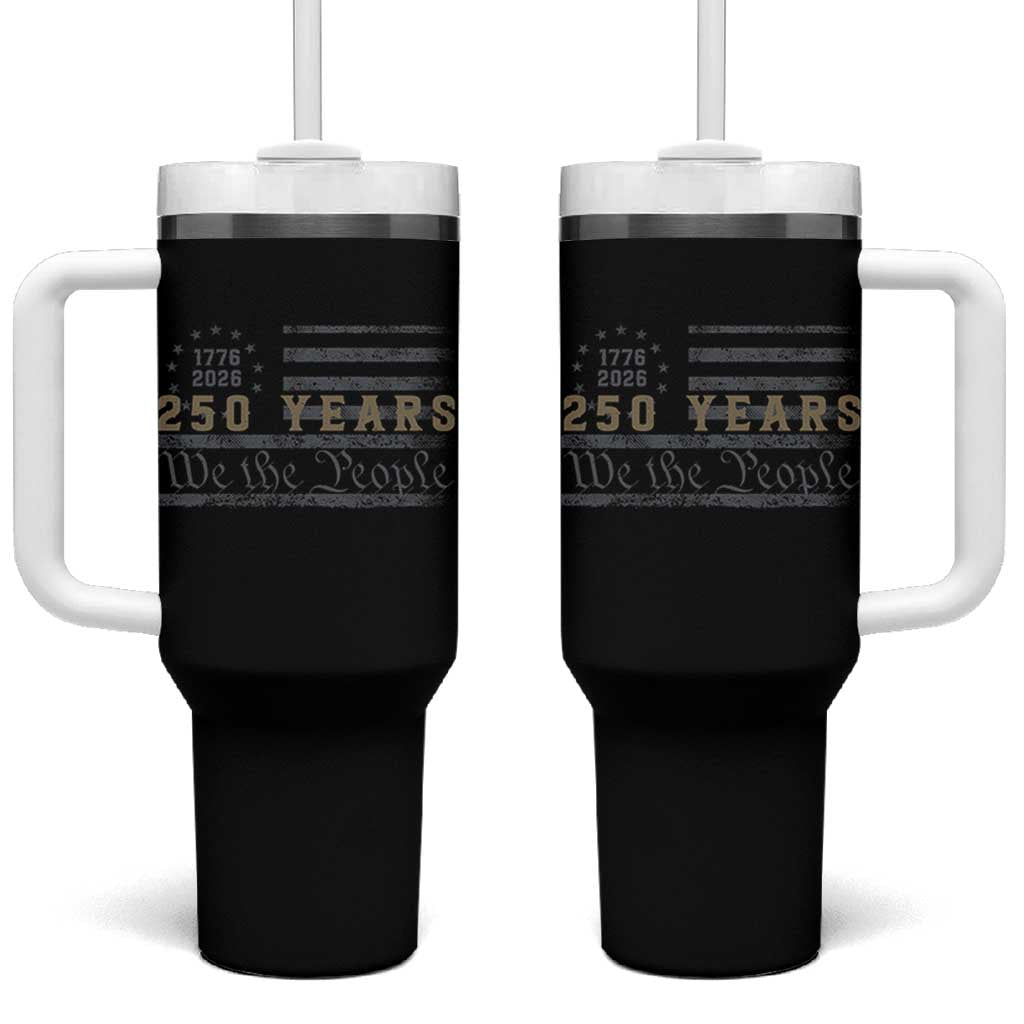 250 Years of Freedom American Flag Vintage Tumbler With Handle 1776-2026 We The People Patriotic Heritage