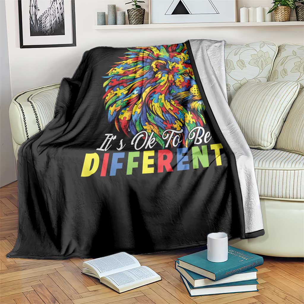 Colorful Autism Acceptance Lion Throw Blanket It Is Ok To Be Different Courageous Neurodiversity Support