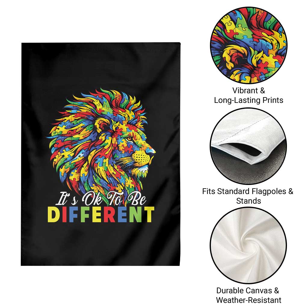 Colorful Autism Acceptance Lion Garden Flag It Is Ok To Be Different Courageous Neurodiversity Support