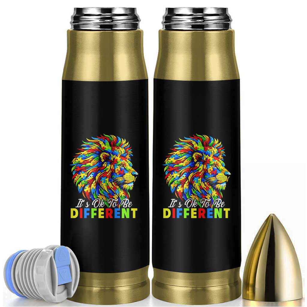 Colorful Autism Acceptance Lion Bullet Tumbler It Is Ok To Be Different Courageous Neurodiversity Support