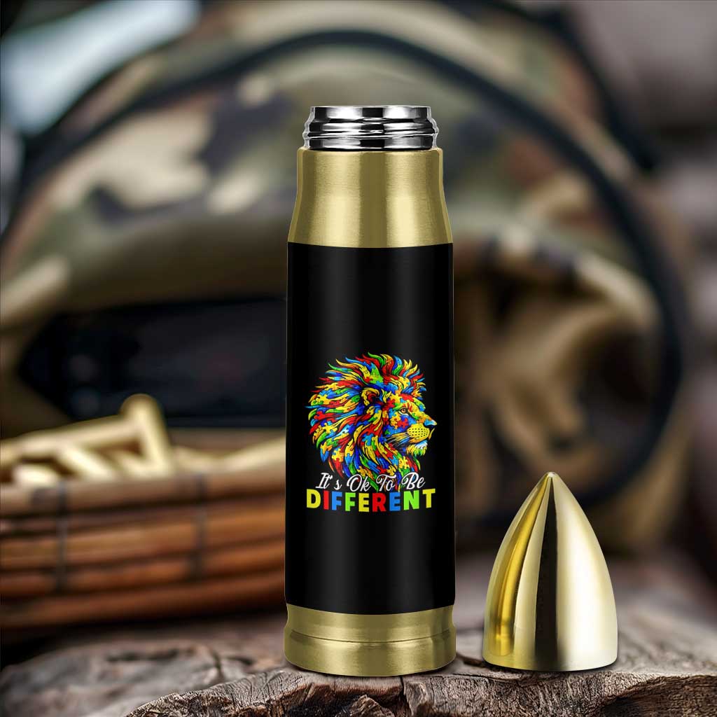 Colorful Autism Acceptance Lion Bullet Tumbler It Is Ok To Be Different Courageous Neurodiversity Support