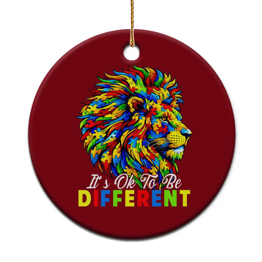 Colorful Autism Acceptance Lion Ceramic Ornament It Is Ok To Be Different Courageous Neurodiversity Support