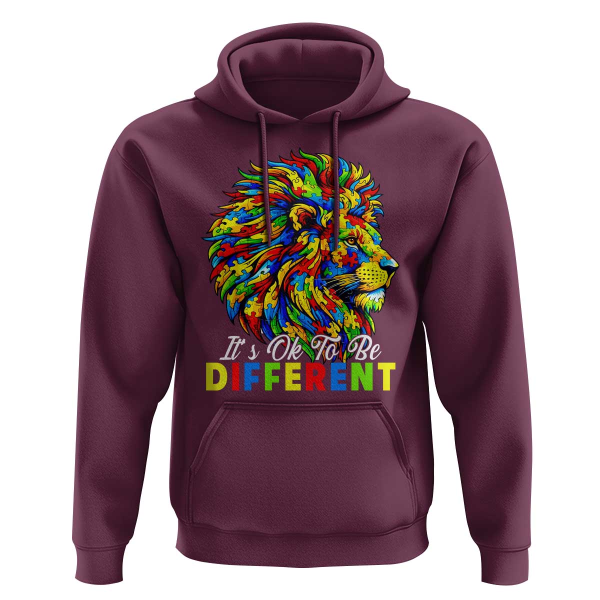 Colorful Autism Acceptance Lion Hoodie It Is Ok To Be Different Courageous Neurodiversity Support