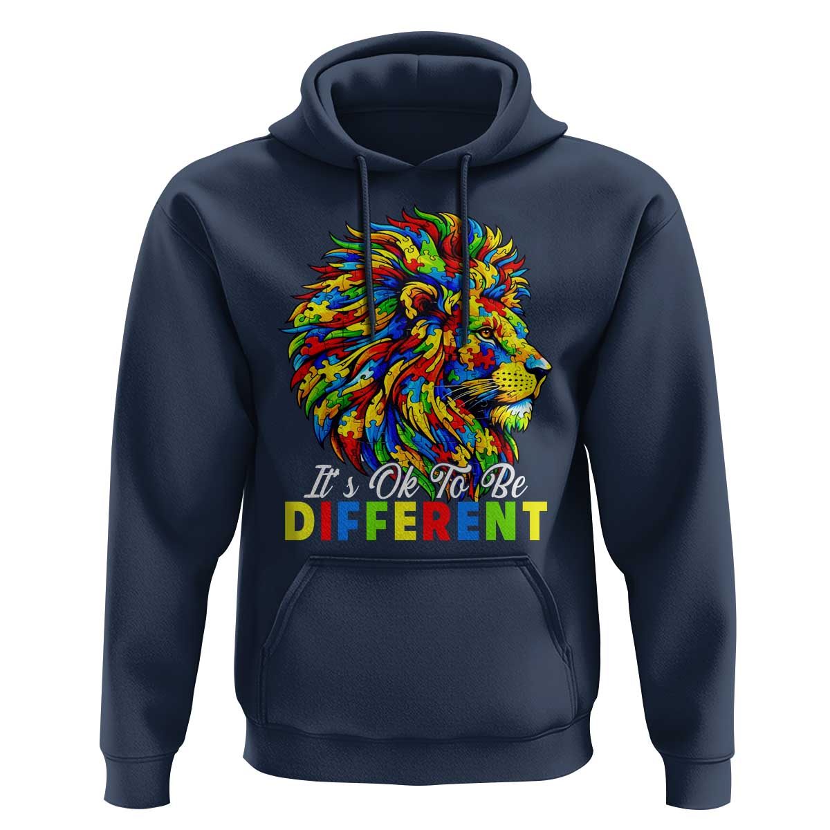 Colorful Autism Acceptance Lion Hoodie It Is Ok To Be Different Courageous Neurodiversity Support