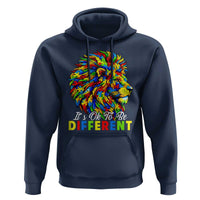 Colorful Autism Acceptance Lion Hoodie It Is Ok To Be Different Courageous Neurodiversity Support
