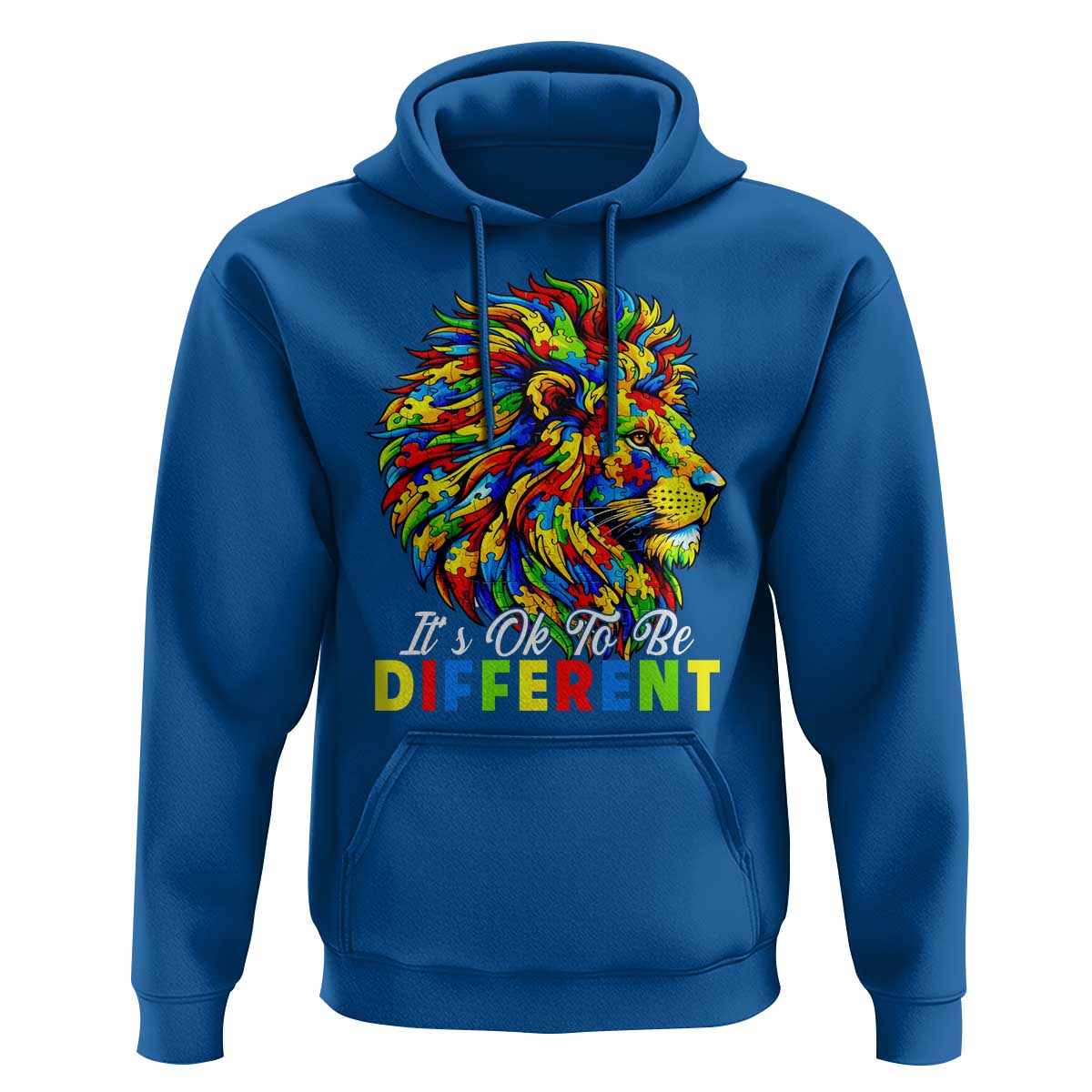 Colorful Autism Acceptance Lion Hoodie It Is Ok To Be Different Courageous Neurodiversity Support
