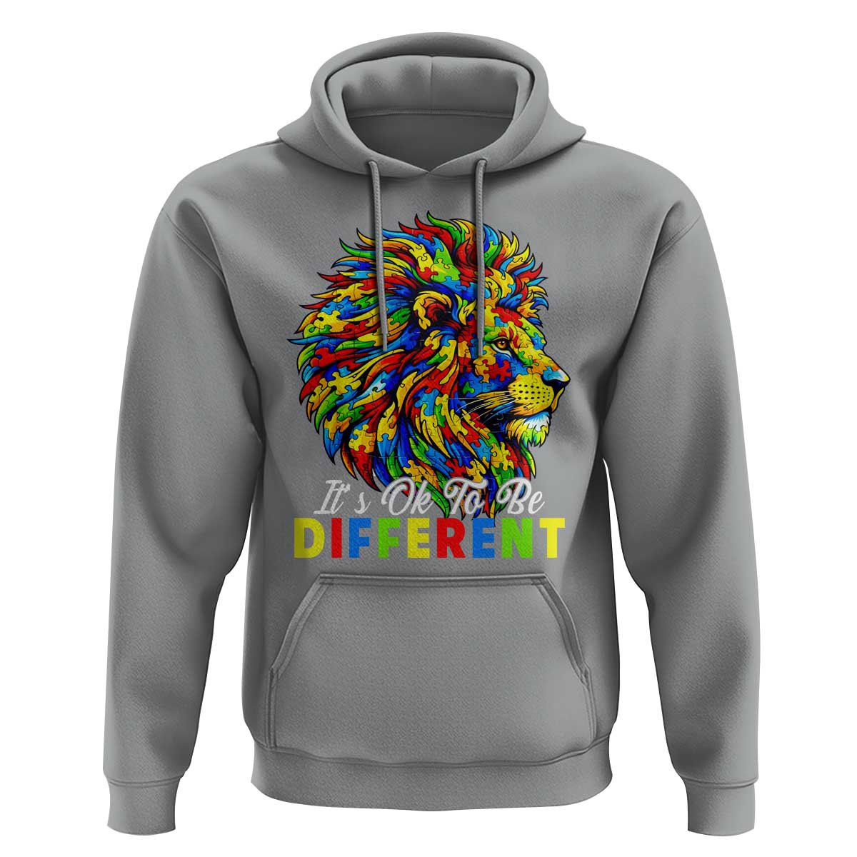 Colorful Autism Acceptance Lion Hoodie It Is Ok To Be Different Courageous Neurodiversity Support