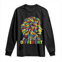 Colorful Autism Acceptance Lion Long Sleeve Shirt It Is Ok To Be Different Courageous Neurodiversity Support