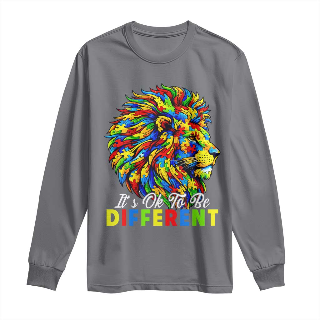 Colorful Autism Acceptance Lion Long Sleeve Shirt It Is Ok To Be Different Courageous Neurodiversity Support