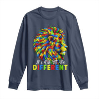 Colorful Autism Acceptance Lion Long Sleeve Shirt It Is Ok To Be Different Courageous Neurodiversity Support