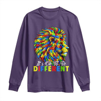Colorful Autism Acceptance Lion Long Sleeve Shirt It Is Ok To Be Different Courageous Neurodiversity Support