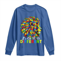 Colorful Autism Acceptance Lion Long Sleeve Shirt It Is Ok To Be Different Courageous Neurodiversity Support