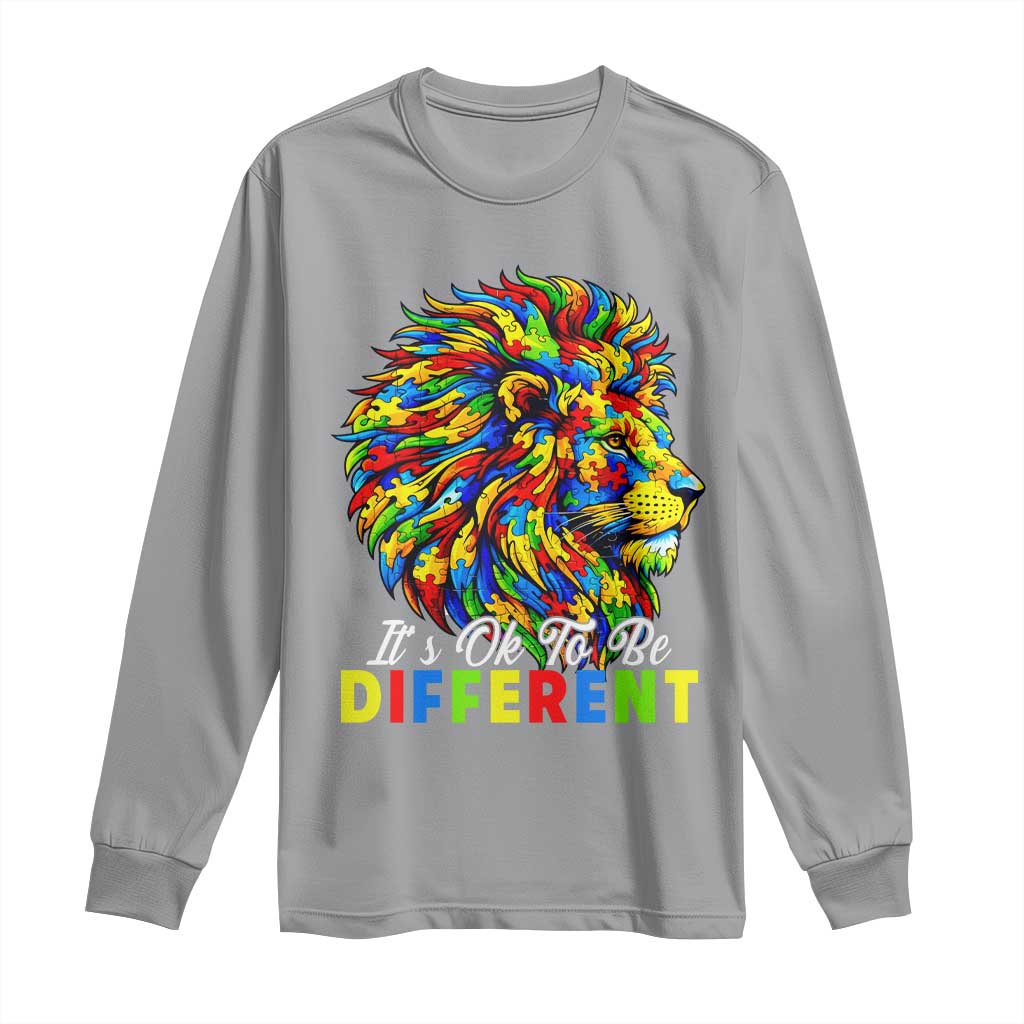 Colorful Autism Acceptance Lion Long Sleeve Shirt It Is Ok To Be Different Courageous Neurodiversity Support