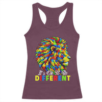 Colorful Autism Acceptance Lion Racerback Tank Top It Is Ok To Be Different Courageous Neurodiversity Support