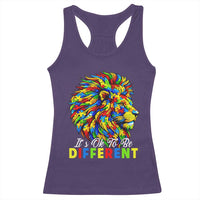 Colorful Autism Acceptance Lion Racerback Tank Top It Is Ok To Be Different Courageous Neurodiversity Support