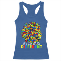 Colorful Autism Acceptance Lion Racerback Tank Top It Is Ok To Be Different Courageous Neurodiversity Support