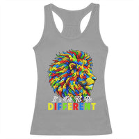Colorful Autism Acceptance Lion Racerback Tank Top It Is Ok To Be Different Courageous Neurodiversity Support