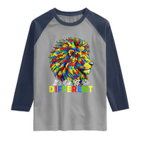Colorful Autism Acceptance Lion Raglan Shirt It Is Ok To Be Different Courageous Neurodiversity Support