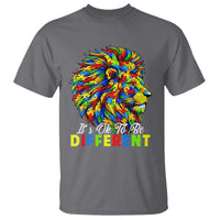 Colorful Autism Acceptance Lion T Shirt It Is Ok To Be Different Courageous Neurodiversity Support